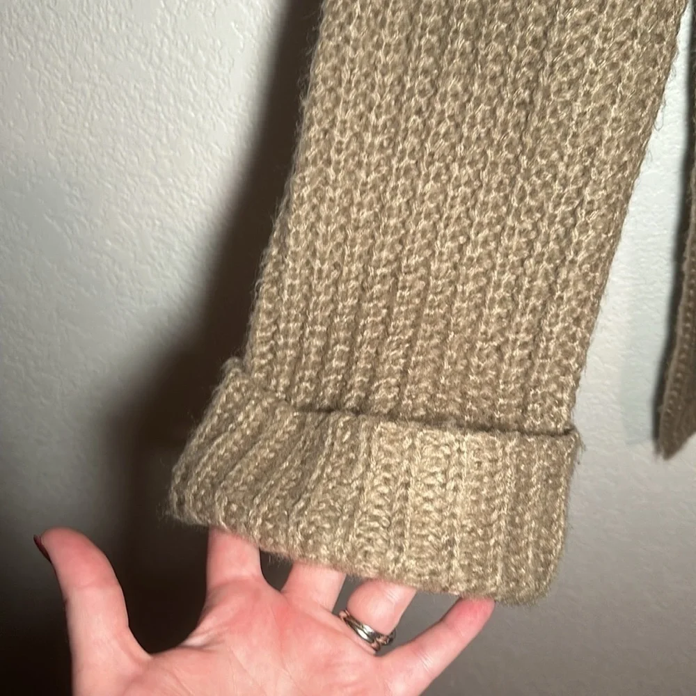 Coin 1904 Tan Chunky Knit Wide Cuff Crew Sweater Size Medium